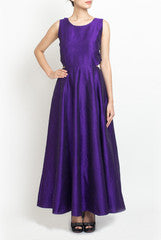 Amrit Kaur-ANK Purple Raw Silk Maxi Dress