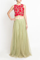 Amrit Kaur -ANK Olive and Red Skirt-Top
