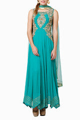 Abhilasha & Abhishek Sea Green Anarkali Set
