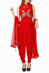 Abhilasha & Abhishek Red Dress With Jacket