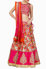 Abhilasha & Abhishek Pink Printed Lehenga
