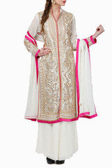 Abhilasha & Abhishek Off White Straight Suit