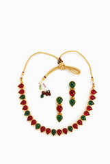 Alankruthi Red And Green Leaf Necklace