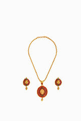 Alankruthi Pink And Green Necklace Set