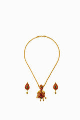 Alankruthi Pink and Green Adhram Necklace