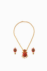 Alankruthi Rani Pink with Green Necklace