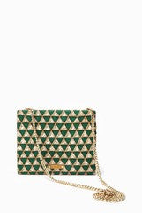 Anandita Gold and Green Sequin Net Clutch