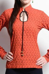 ANS Orange Bird Print Top