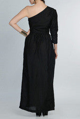 ANS Black One Shoulder Maxi Dress