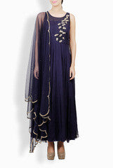 Ansheika Navy Blue Zardozi Anarkali