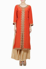 Ansheika Marsala Embroidered Palazzo Set