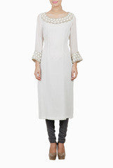 Ansheika White Stonework Kurti
