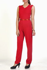 Ardeuir Red Georgette Jumpsuit