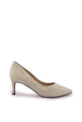 A & S Shoes White Gold Pointed Heel Belly