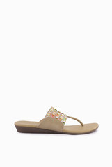 A & S Shoes Cream with Multi Sandal