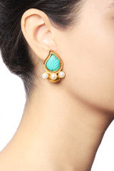 Baroque Traditional Leaf Turquoise Earrings