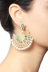 Baroque Traditional Green Chandbali Earrings