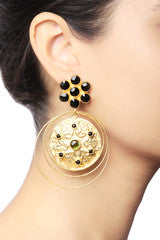 Baroque Contemporary Black Circular Earrings