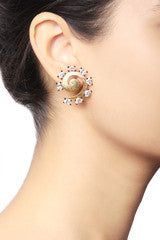 Baroque Contemporary Studded Swirl Stud Earrings