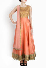 Binny Sodhi Pretty Peach Floor Length Anarkali