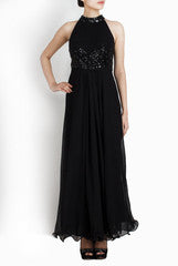 Binny Sodhi Black Halter Neck  Evening Gown