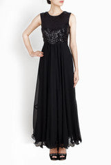 Binny Sodhi Black Sequined Evening Gown