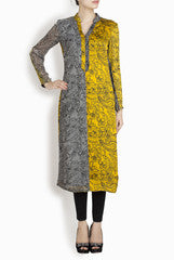 Binny Sodhi  Yellow And Grey Kurta