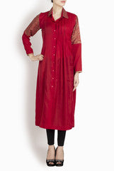 Binny Sodhi Gota Embellished Red Kurta