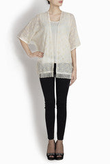 Binny Sodhi Ivory Chicken Embroidered Georgette Top