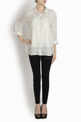 Binny Sodhi Ivory Satin Georgette Top