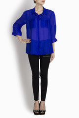 Binny Sodhi Royal Blue Satin Georgette Top