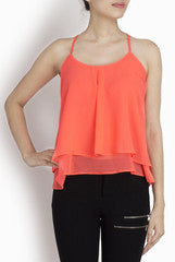 Binny Sodhi Neon Orange Georgette Top