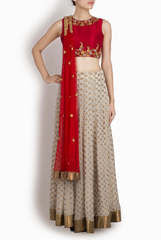 Binny Sodhi Ivory And Gold Lehenga Set