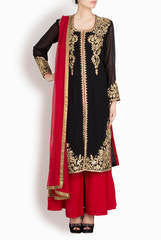 Binny Sodhi Black and Red Suit Set