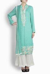 Binny Sodhi Pearl Embroidered Green Suit Set