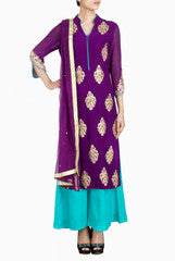 Binny Sodhi Purple And Turquoise Suit Set