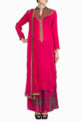 Binny Sodhi Magenta With Tie And Dye Suit Set