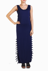Crazi Darzi Dark Blue Ripped Lycra Dress