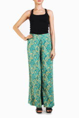 Crazi Darzi Green Diamond High Waisted Palazzo Pant