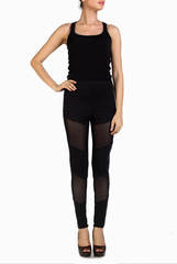 Crazi Darzi Black Net Lycra Legging