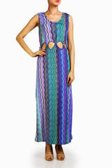 Crazi Darzi Blue and Purple Midriff Hole Dress