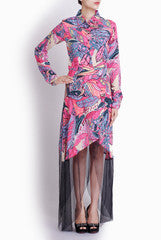 Crazi Darzi Pink Long Net Dress