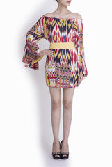 Crazi Darzi Tribal Printed Off Shoulder Dress