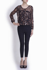 Crazi Darzi Animal Print Chiffon Cowl Top
