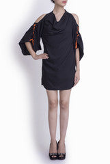 Crazi Darzi Black Bell Sleeved Dress