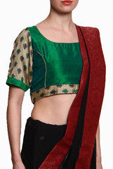 Closet Ranipink Green Raw Silk Blouse