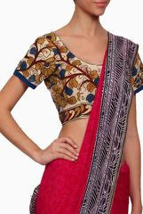 Closet Ranipink Kalamkari Beige And Blue Blouse
