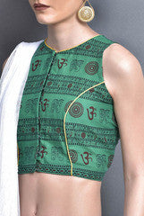 Closet Ranipink Green With Yellow Piping Blouse