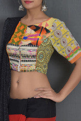 Closet Ranipink Yellow With Multicolor Blouse