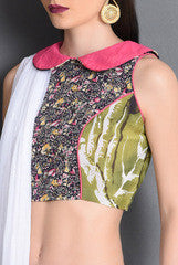 Closet Ranipink Green Black With Fuchsia Pink Blouse